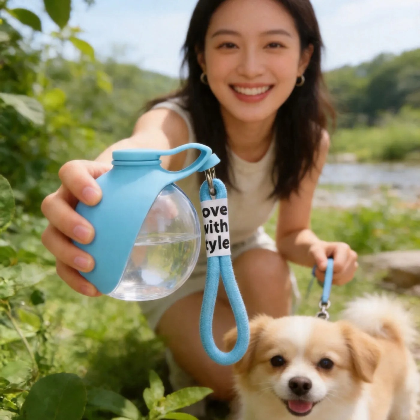 Water Bag Collapsible - Portable 2-in-1 water bottle for dogs